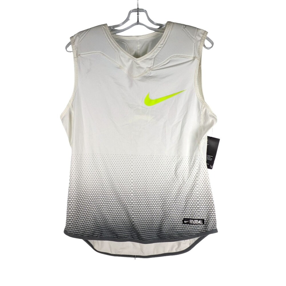 Nike Dri-Fit Football Sleeveless Tight Fit Shirt Padded Shoulder White Large